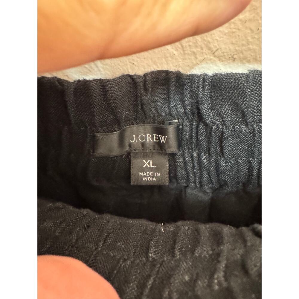 J Crew Womens 100% Linen Lined Midi Pull On Black Skirt Rear Split XL - Picture 3 of 4
